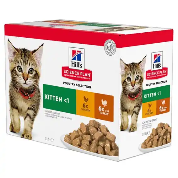Hill‘s Feline Kitten Chicken & Turkey 12x85 g Multipack Expressleverans