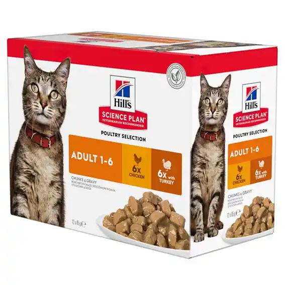 Köp online Hill‘s Feline Adult Chicken & Turkey 12x85 g Multipack