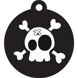 Extra rabatt ID-bricka stor cirkel svart pirat