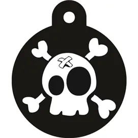 Rabatter ID-bricka liten cirkel svart pirat