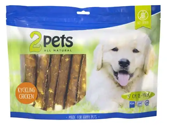 2pets tuggpinne med kycklingfilé 17 cm, 18-pack Sista chansen