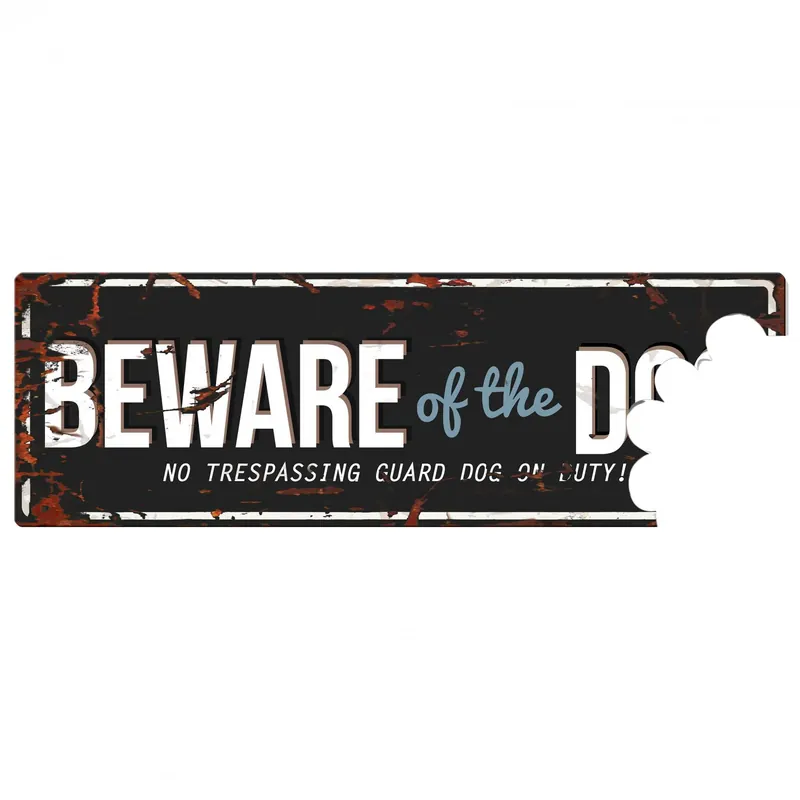 Kampanjpris Skylt BEWARE OF THE DOG 40x14 cm, svart