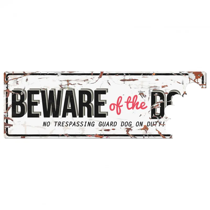 Beställ nu Skylt BEWARE OF THE DOG 40x14 cm, vit