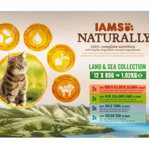 Utförsäljning Iams Cat Naturally Land & Sea 12x85 g