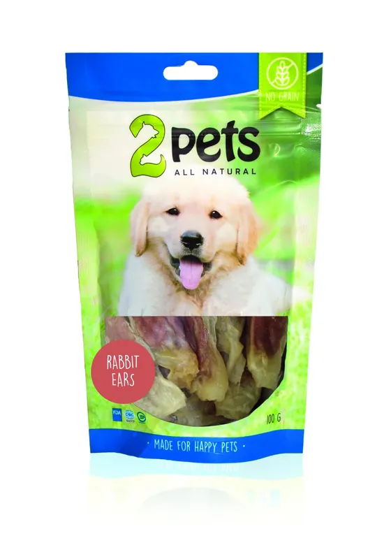 2pets Dogsnack Rabbit ears with rabbit meat, 100g Rabatter