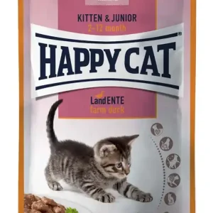 Bästa pris HappyCat våt/sås, Kitten/Junior anka, 85 g