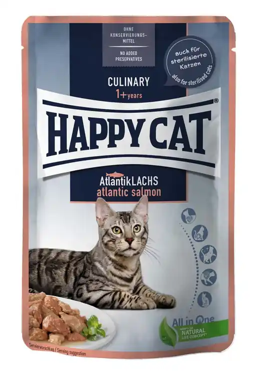 HappyCat våt/sås, lax, 85 g Trygg betalning