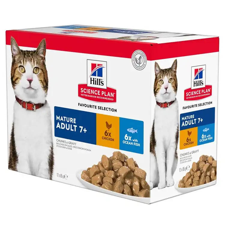 Expressleverans Hill‘s Feline Mature Chicken & OceanFish Multipack 12x85 g