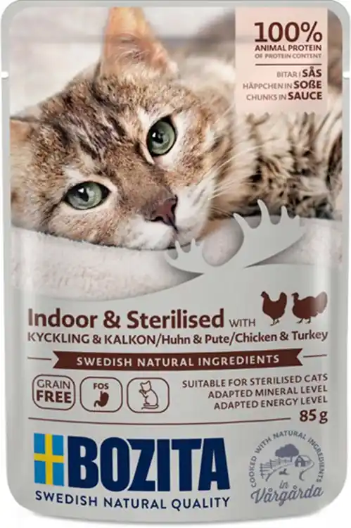 Sänkt pris Bozita Indoor & Sterilised Kyckling & Kalkon i sås 85 g