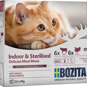 Beställ nu Bozita Indoor & Sterilised Köttmeny i gelé Multibox 12x85 g