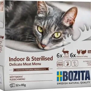 Bozita Indoor & Sterilised Köttmeny i sås Multibox 12x85 g Lågt pris