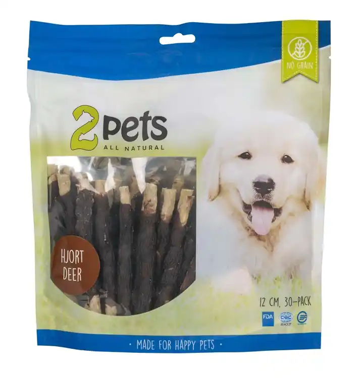 Expressleverans 2pets Tuggpinne mald, hjort, 12cm, 30-pack, 400g