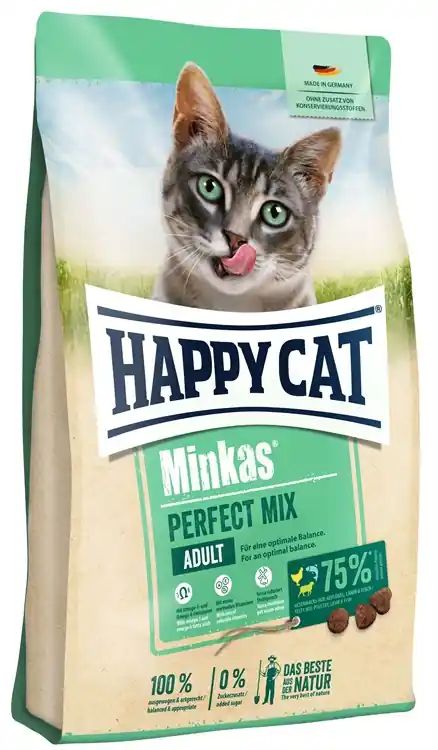 Kampanjpris HappyCat Minkas, Perfect Mix, fågel/fisk/lamm