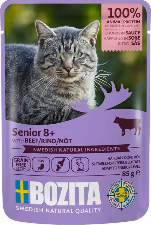 Bozita katt senior 8+ Nötkött i sås 85 g Begränsat erbjudande
