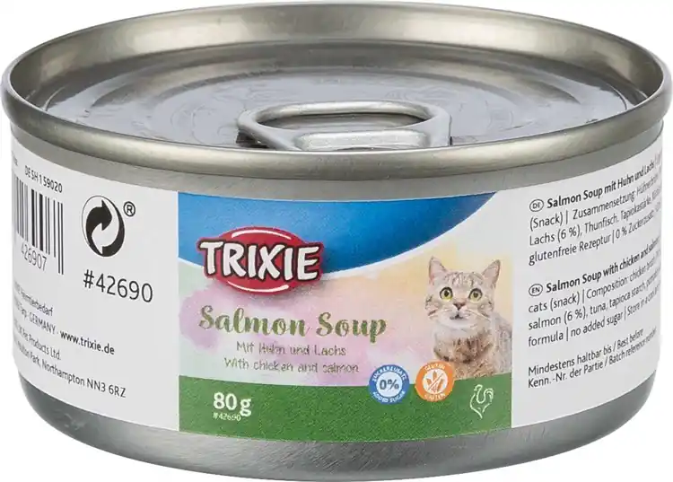 Begränsat antal Laxsoppa, konserv med kyckling & lax, 80 g