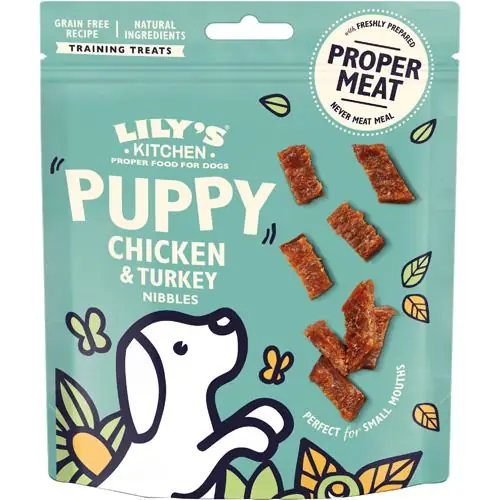 Expressleverans Lily‘s Kitchen Chicken & Turkey Nibbles for Puppies 70 g