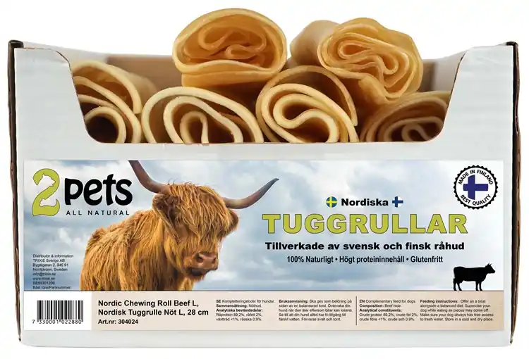 2pets Nordisk tuggrulle, nöt L, 28 cm Begränsad tid