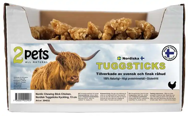 2pets Nordisk tuggsticks, kyckling, 13 cm I lager