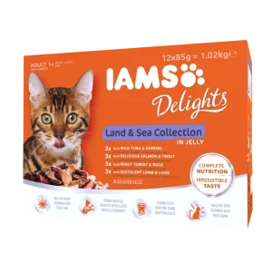 Endast denna vecka Iams Delights in jelly Multipack Land & Sea 12x85 g