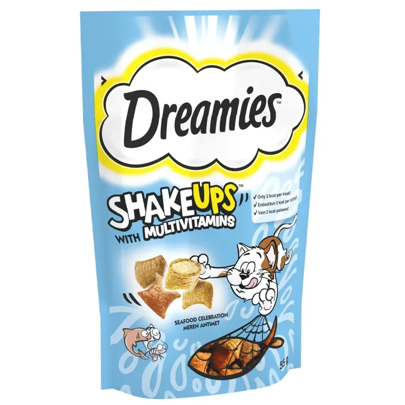 Dreamies ShakeUps Multivitamin Seafood 55 g Begränsat antal