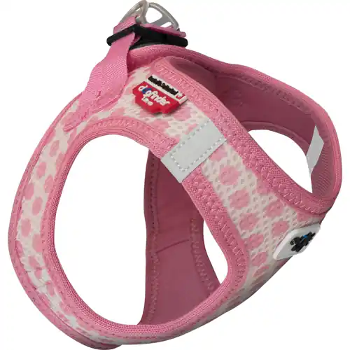 Curli västsele Air-Mesh pink-circles & koppel Kundfavorit