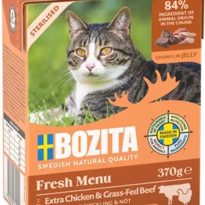 Billigare Bozita Katt Tetra Bitar i Gelé Sterilised Kyckling & Nöt 370 g