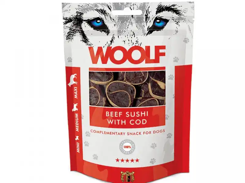 Woolf - Nötkött Sushi med Torsk, 100g Handla nu