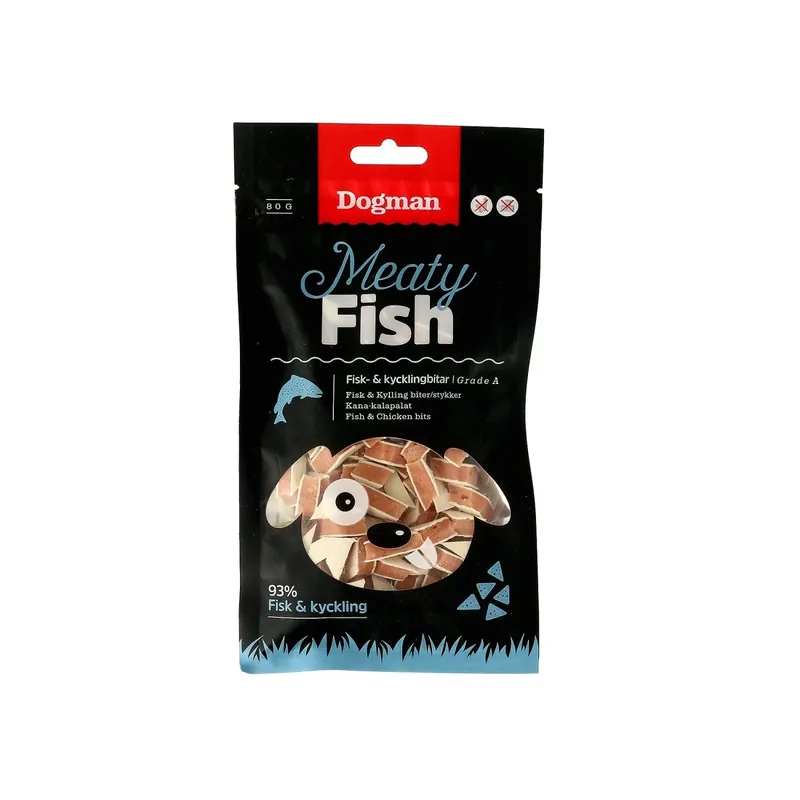 Dogman - Köttiga fisk- och kycklingbitar, 80g Beställ nu
