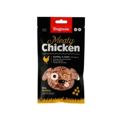 Dogman - Köttiga kyckling- och risbitar, 80g Snabb frakt
