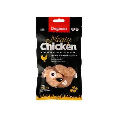 Dogman - Köttig kyckling och ris hjärtan, 80g Sista chansen