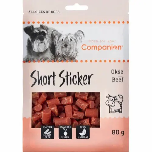 Kundfavorit Companion - Korta nötkötts stickers, 80g