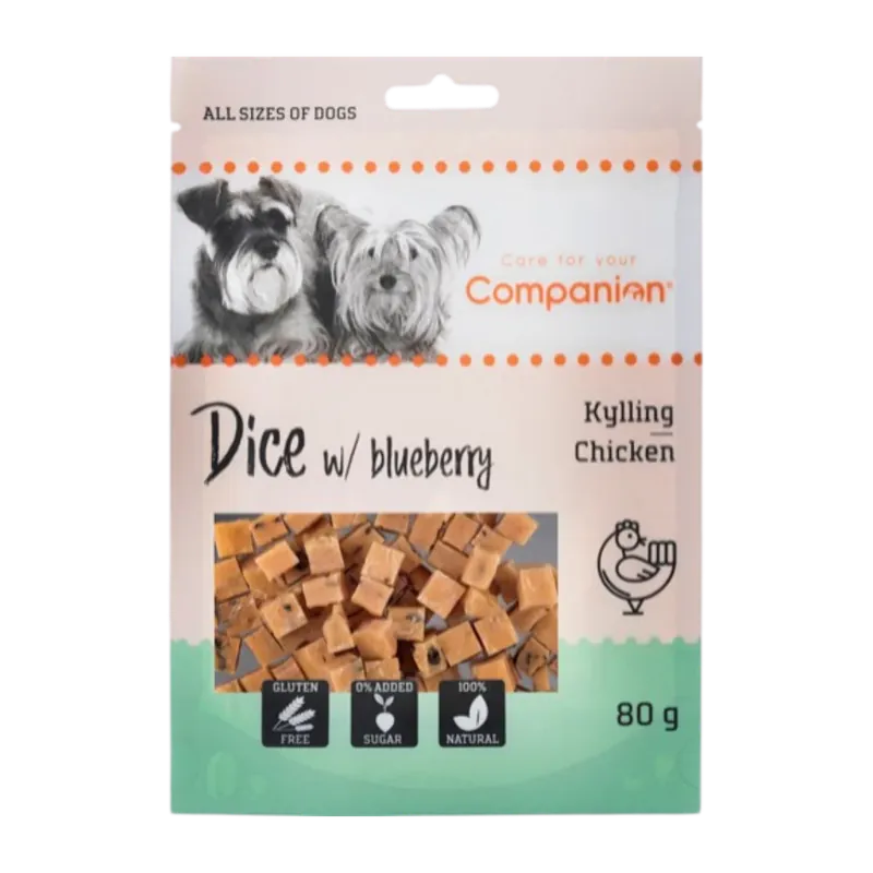 Köp nu Companion - Kycklingtärningar m. blåbär, 80g