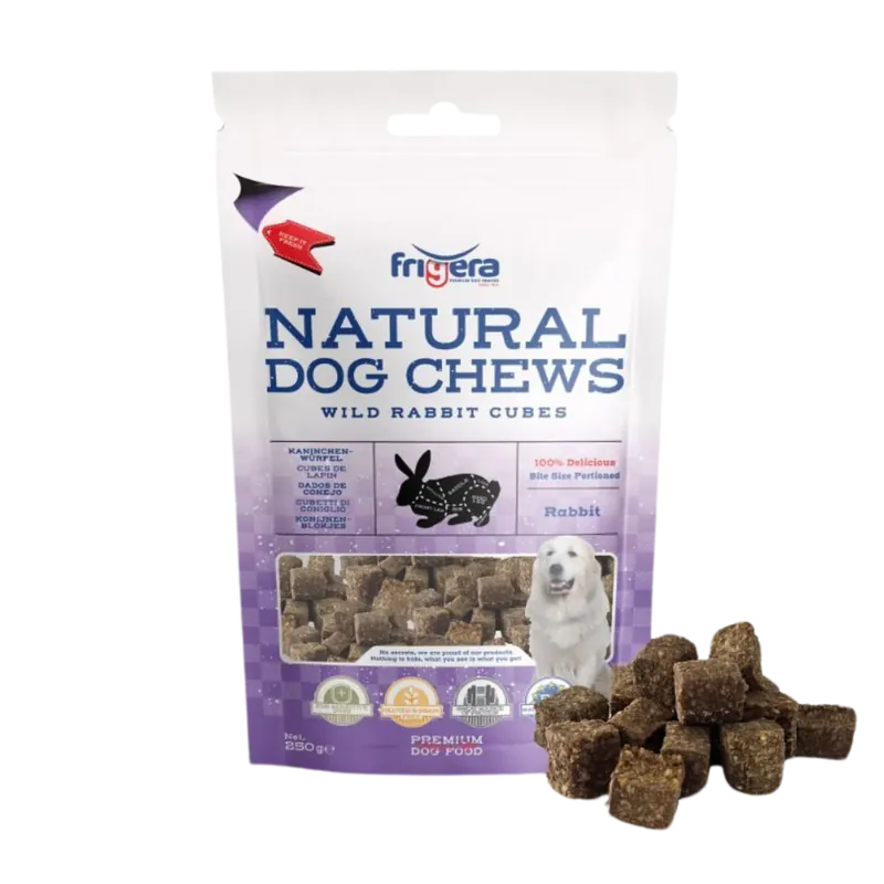 Frigera - Naturliga hundtugg kanin tärningar, 250g Rea