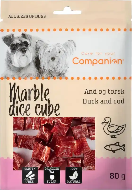 Beställ nu Companion - Marmor tärningskub - och & torsk, 80g
