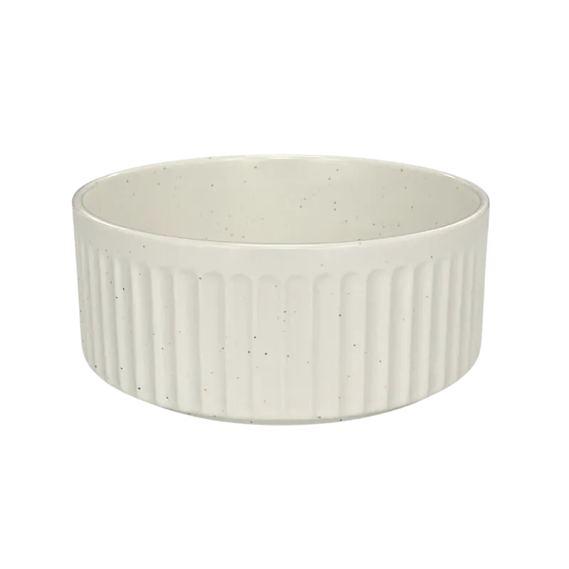 Extra rabatt Bjaf - Freja riflad keramikskål, vit, 450ml & 1000ml
