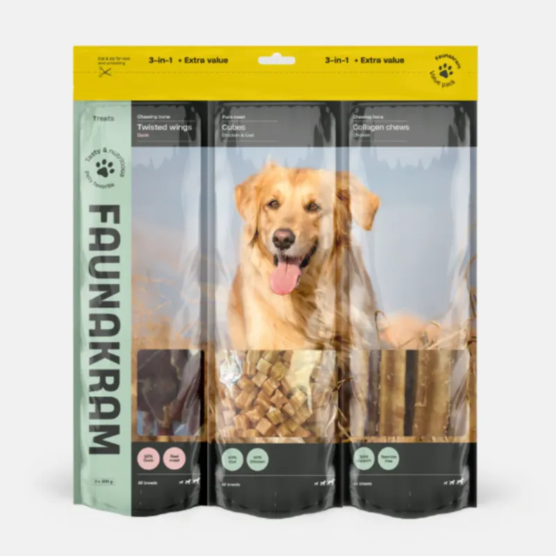 Faunakram - 3i1 Mega snacks paket 1, 600g Reapris