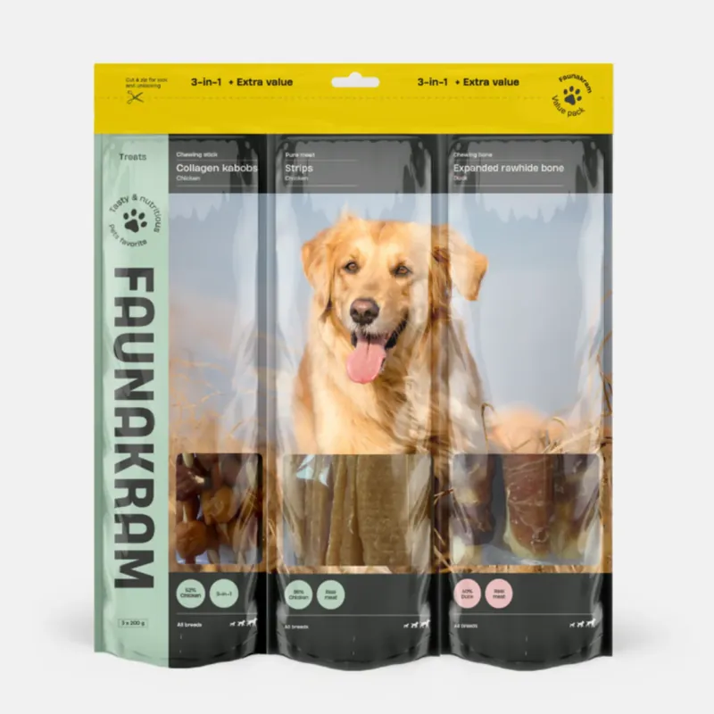 Faunakram - 3i1 Mega snackpaket 4, 600g Begränsat antal