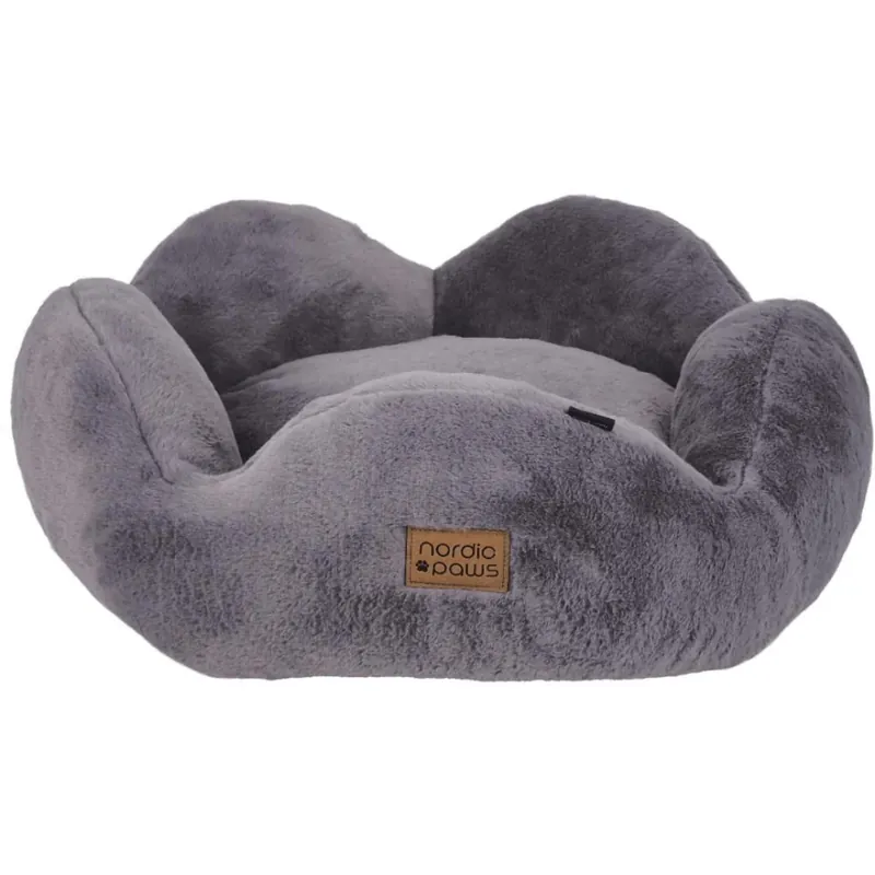 Nordic Paws - Flora Plush Dog Bed - Grå Kampanjpris