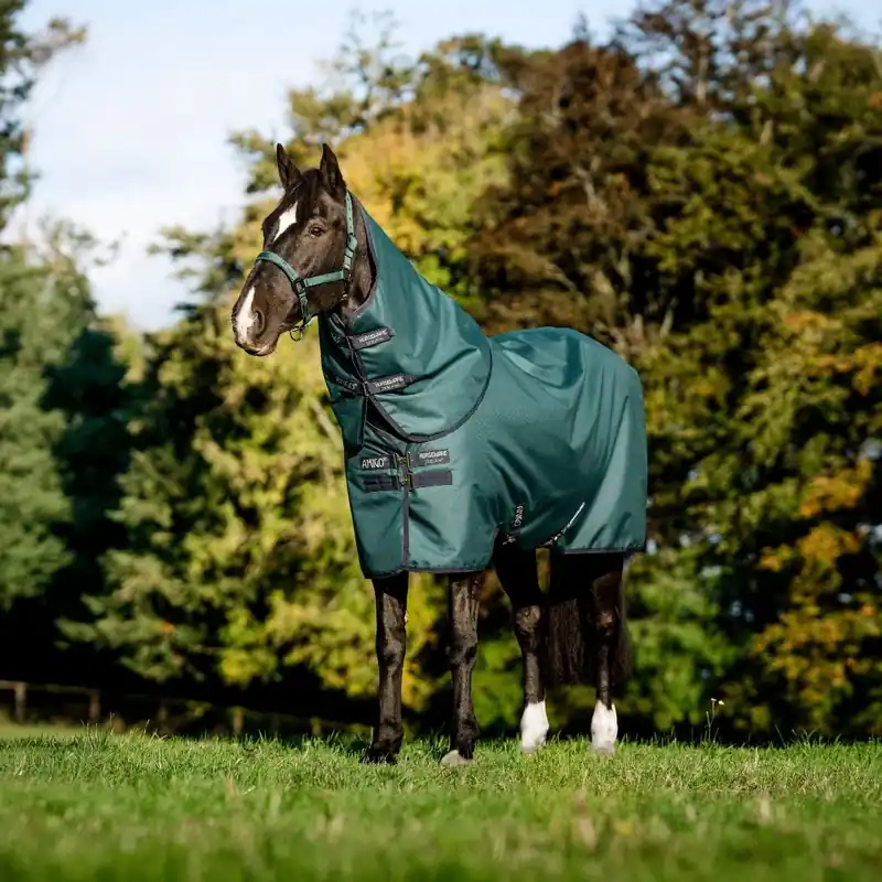 Fynd Horseware Amigo - Ripstop Regndækken 900D Plus m. hals - 0 gram - Grøn