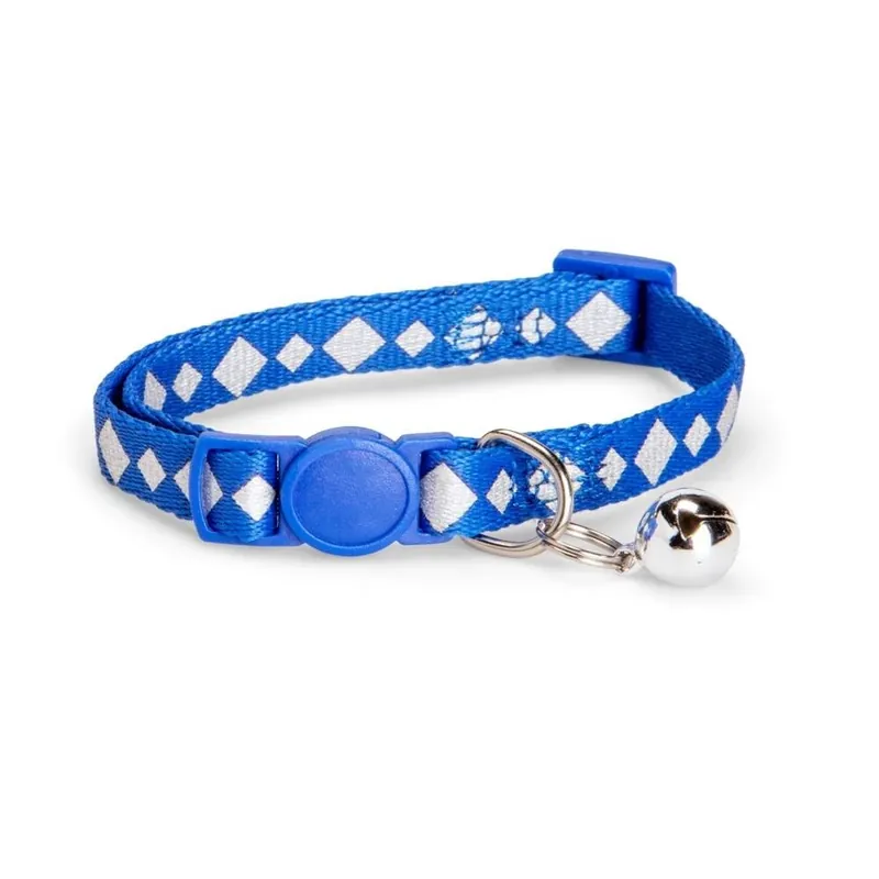Snabb frakt Basic Cat Reflective Check Halsband (Blå)