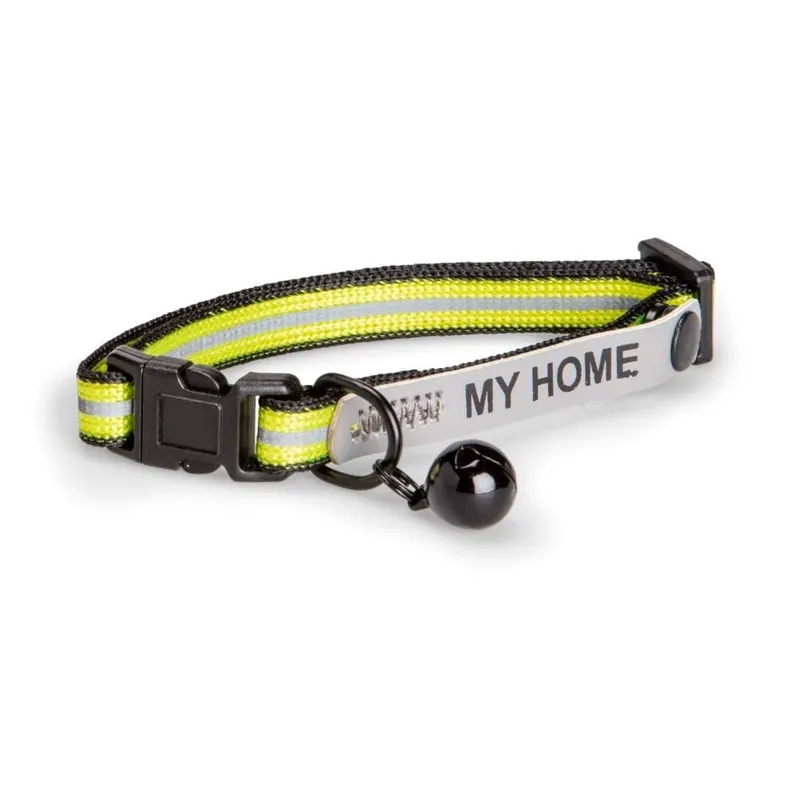 Basic Cat Reflective Halsband med Namnskylt (Gul) Trygg betalning