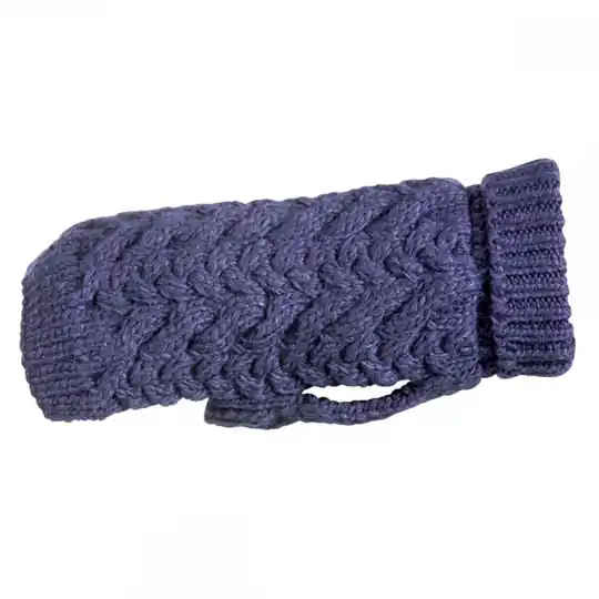 Basic Wool Kabelstickad Hundtröja Blå (20 cm) Populär