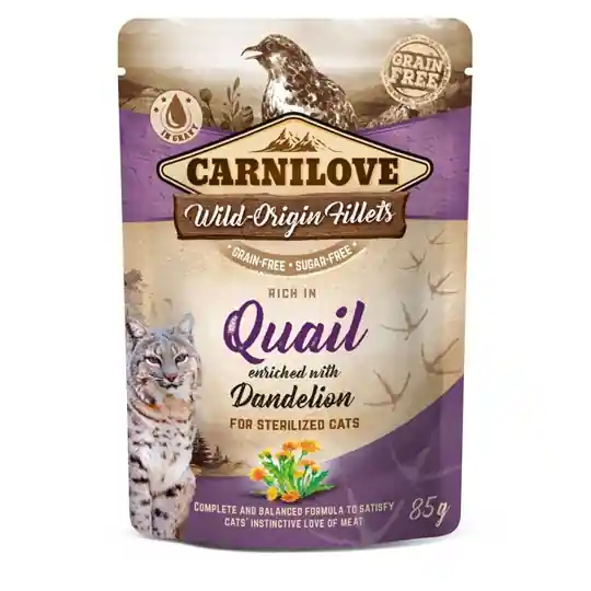 Snabb frakt Carnilove Cat Sterilized Quail & Dandelion 85 g