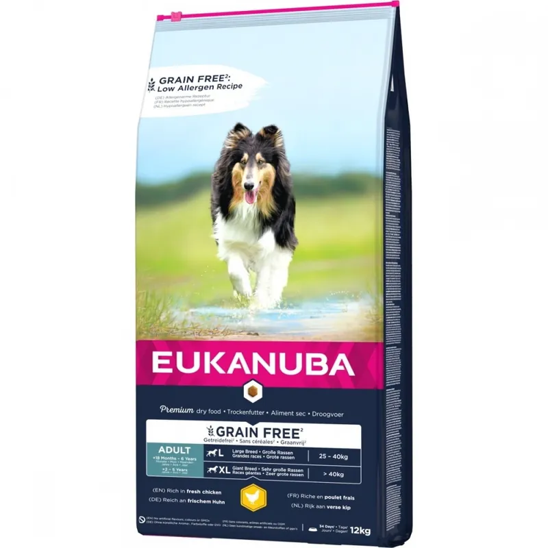 Eukanuba Dog Adult Grain Free Large & Giant Chicken (12 kg) Rabatter