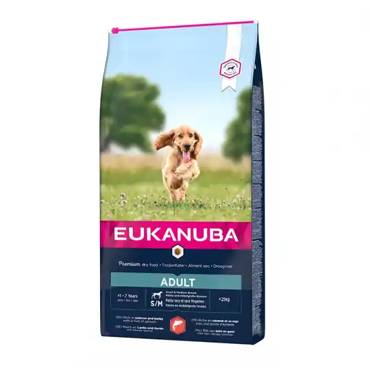 Säker betalning Eukanuba Dog Adult Small & Medium Breed Salmon & Barley (12 kg)