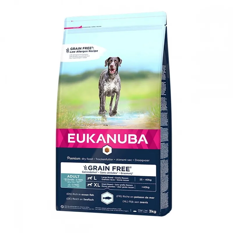 Eukanuba Dog Grain Free Adult Large & Extra Large Breed Ocean Fish (3 kg) Expressleverans