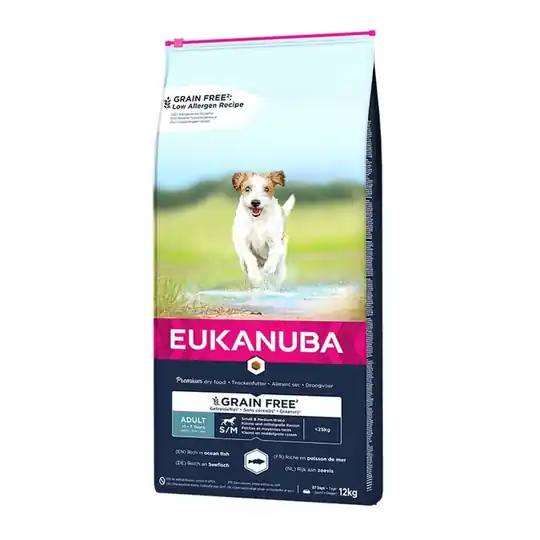 Eukanuba Dog Grain Free Adult Small & Medium Breed Ocean Fish (12 kg) Snabb frakt