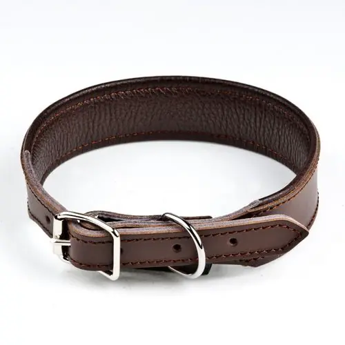 Beställ nu Feel Leather Basic Wide Läderhalsband Brun (3,5 x 40 cm)