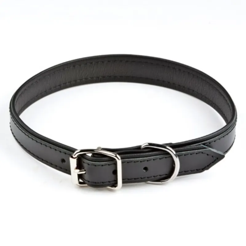 Feel Leather Vadderat Läderhalsband Svart (1,5 x 40 cm) Billigare