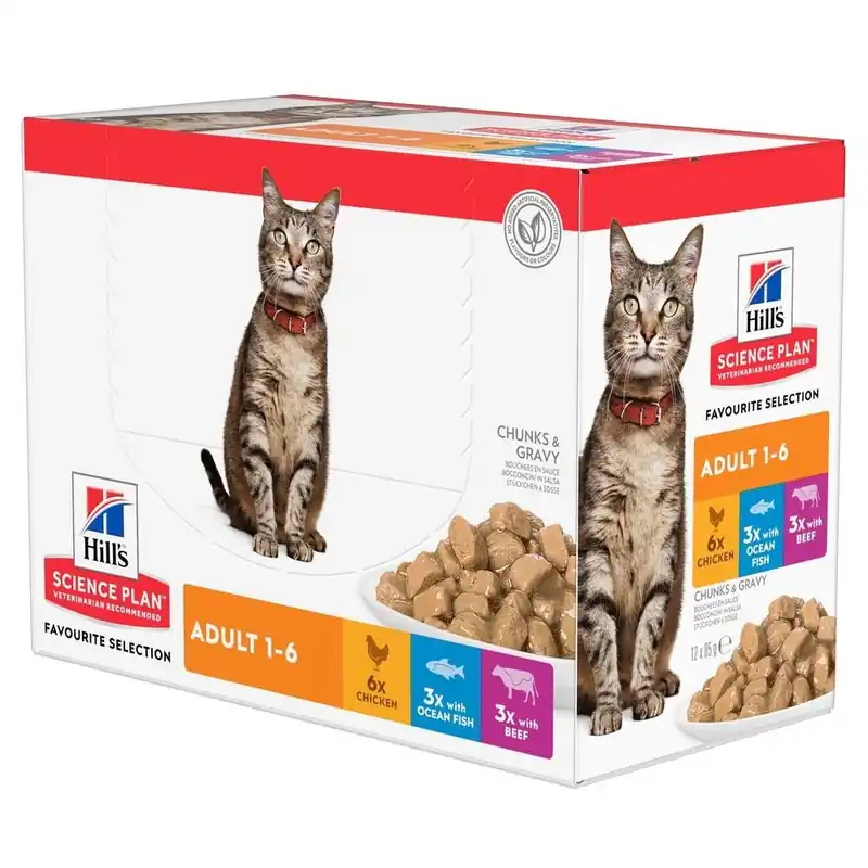 Sänkt pris Hill‘s Science Plan Cat Adult Chicken, Beef Ocean Fish 12x85 g